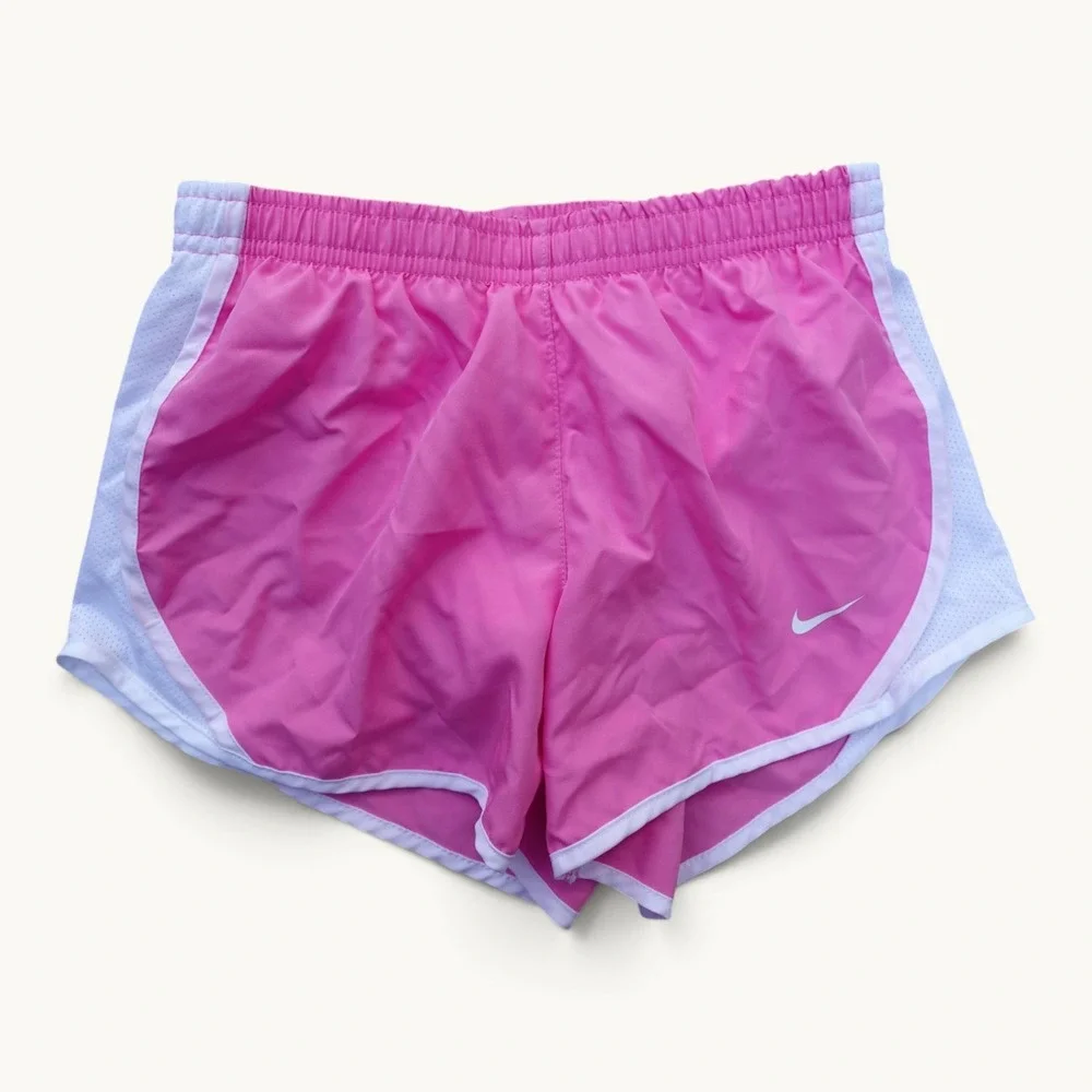 Nike Girls Dri-FIT Tempo Running Shorts Pink White Size S